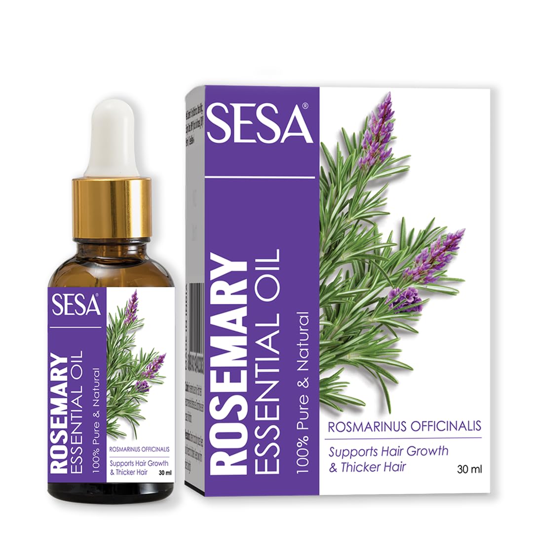 

Sesa Rosemary Essential Oil 30ml For Hair Growth & Skin, Natural Hair Fall Control Oil For Men & Women, Pure Aromatherapy Diffuser Oil