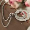 Damenmode Doppelkreise Strassbesetzt Lange Kette Halskette Schmuck Geschenk