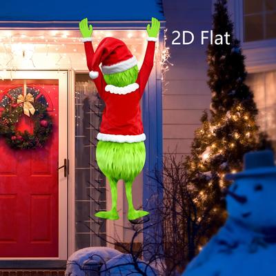 2D Weihnachten Mann mit grünen Haaren Hängende Weihnachtsdekoration 2025 Frohe Weihnachten Geschenk Feiertag Innen Außen Spaß Dekoration Hängendes Geschenk