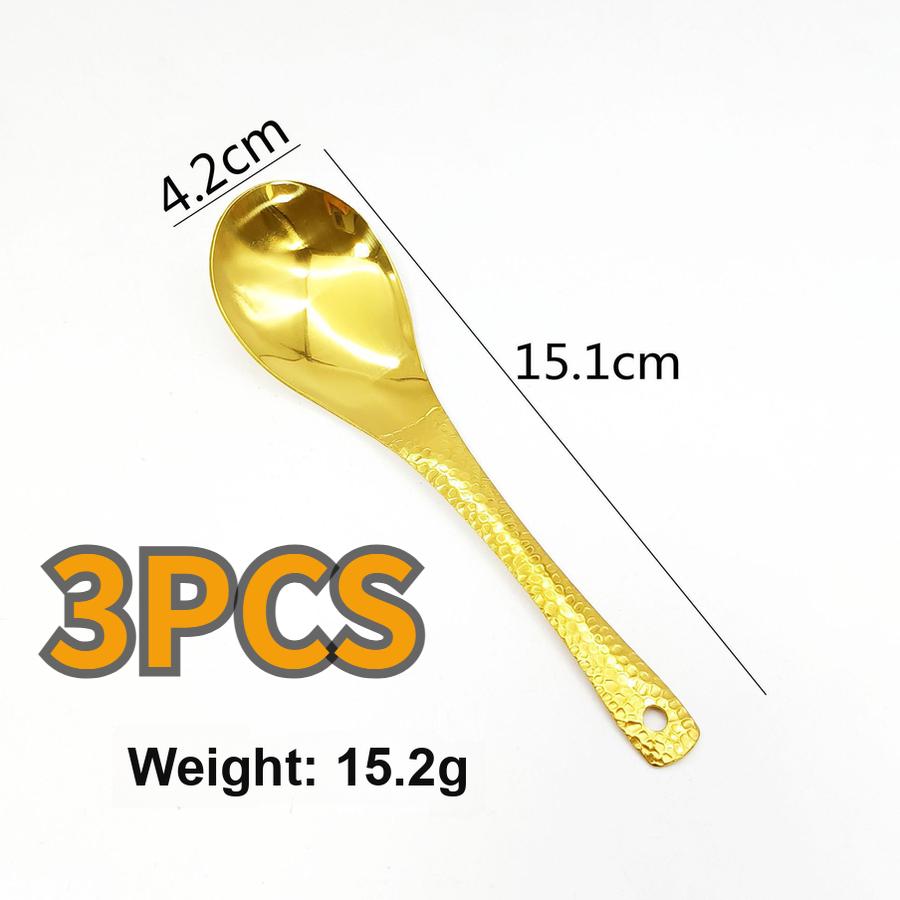 5 pcs Retro Style Hammer Spoon Stainless Steel Textured Spoon Household Thickened Dinner Spoon Children's Eating Spoon High-Visuality Dessert Spoon