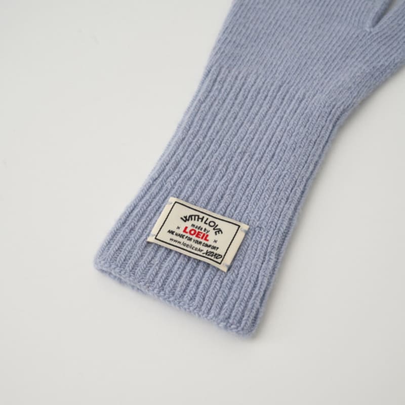 LOEIL Fingerhole Wool Knit Gloves - Sky Blue