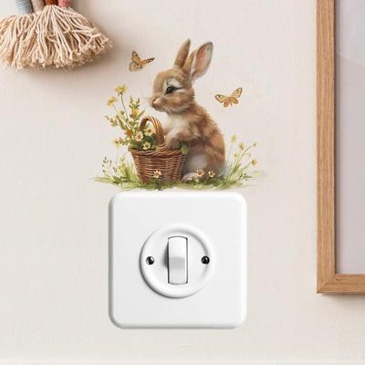 Pegatina de Animales Lindos para Interruptor de Switch (Conejo, Panda, Gato) para Habitación de Niños, Decoración del Hogar, Mural, Animales Lindos, Decoración de Dormitorio, Pegatinas de Pared Autoadhesivas