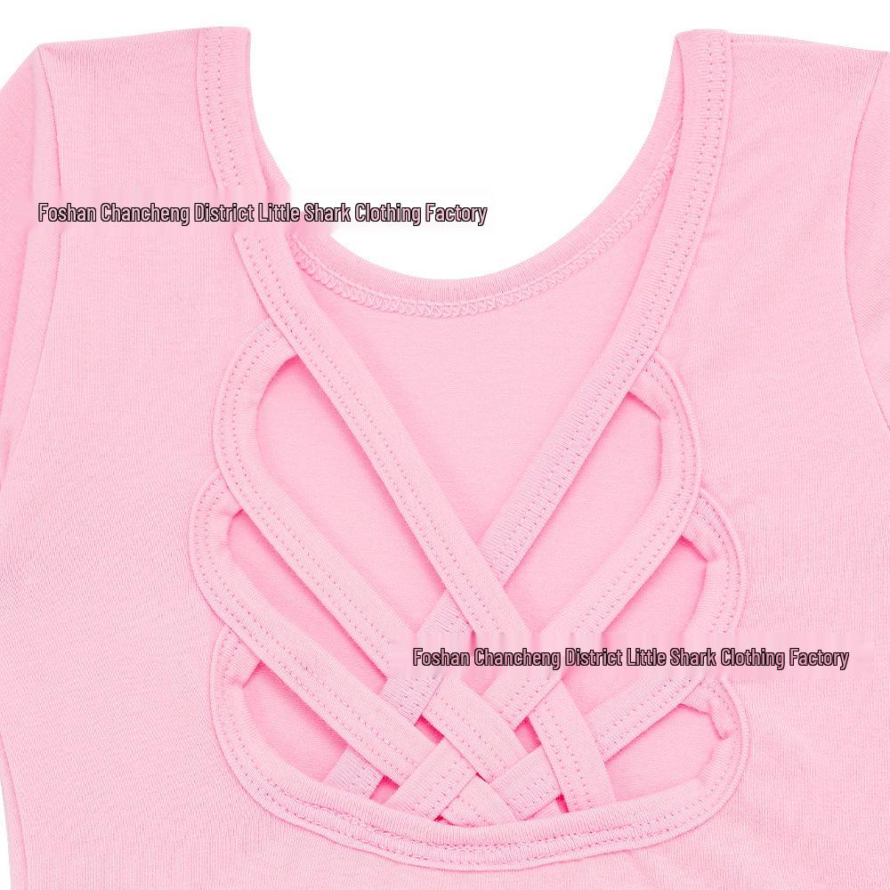 Conjunto de Gimnasia para Niñas de Manga Larga con Falda de Lentejuelas - Dos Piezas con Correas Cruzadas Múltiples