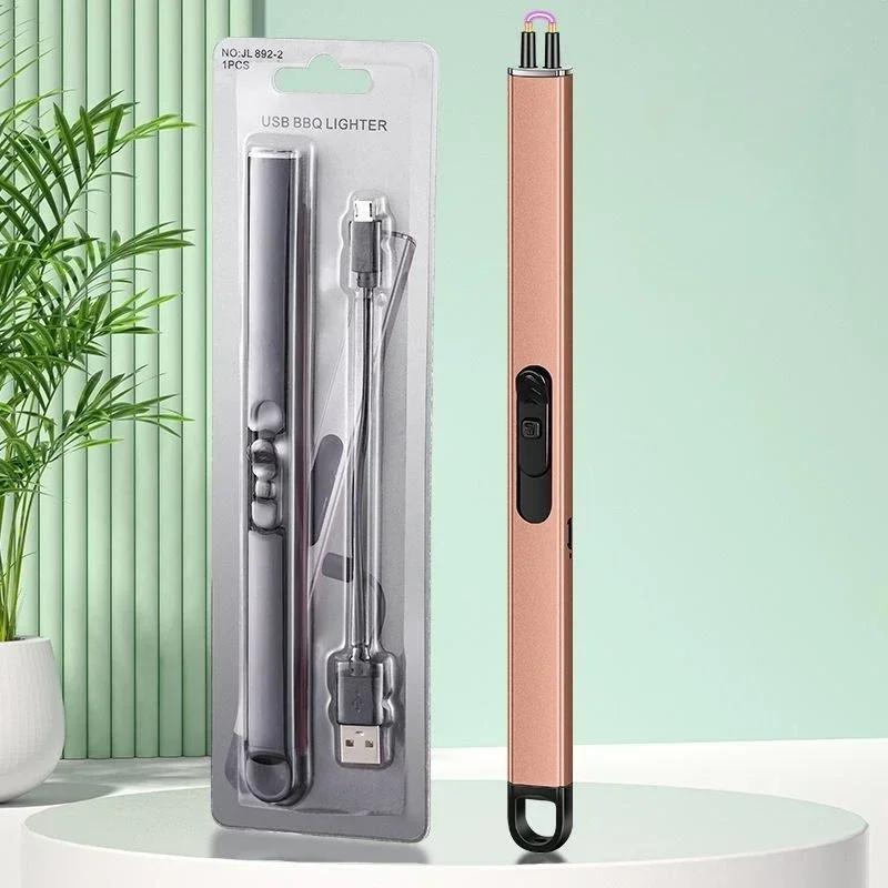 Brichetă electrică cu plasmă cu puls, metal, rezistentă la vânt, fără flacără, cu un singur arc, brichetă de bucătărie în aer liber, pistol de aprindere a aragazului cu gaz