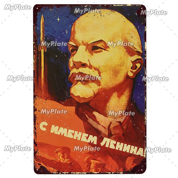 Vintage Russian Metal Sign Plaque Tin Sign CCCP Plate Wall Decor For Bar Club Man Cave The Space Race Poster