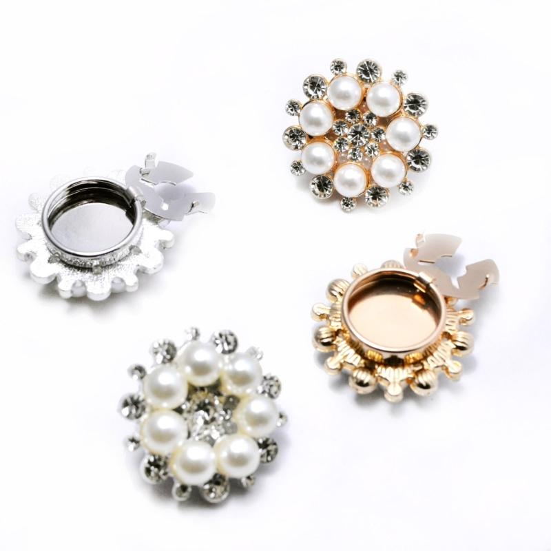 Decorative Shirt Button Covers Pearls Rhinestones Embellished Cufflinks Clips For Shirt Jackets Wedding Dress Decoration