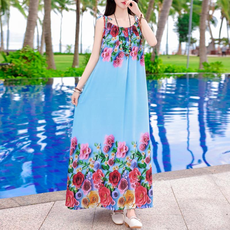 Casual Long Slip Dress for Women Summer Clothes Elegant Loose Plus Size Dress Beachwear