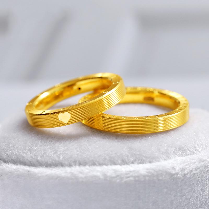 Vietnam Gold 520 Number Love Couple Gold-Plated Brass Rings - Valentine's Day Matching Gift for Girlfriend