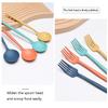 4Pcs Wheat Straw Cutlery Set Portable Tableware Reusable Spoon Knife Chopsticks Fork Travel Picnic With Carrying Box