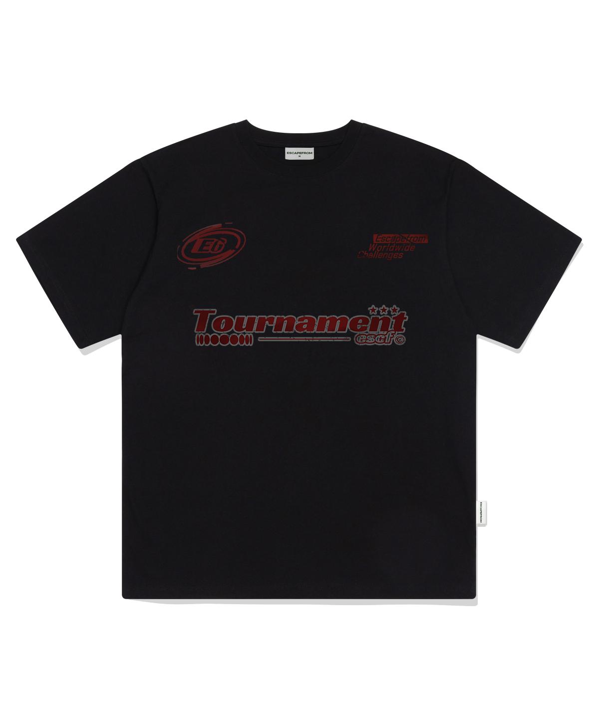 Escape From Deep Red Tournament Vintage Logo Print Oversized Short Sleeve T-Shirt Black L