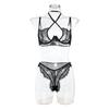 Sexy Underwire Lace Trim Mesh Lingerie Set