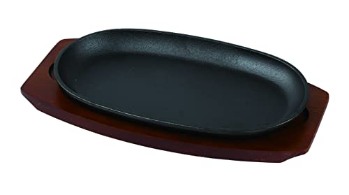 

Pearl Metal Steak Plate, Oval, 27 x 15 cm, Cast Iron, Induction and Oven Compatible, Sprout Design, HB-6109
