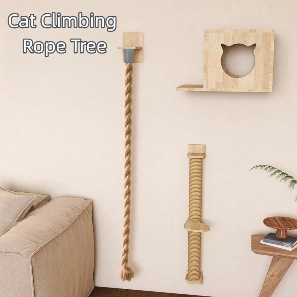 Sisal Rope Cat Climbing Shelf Interactive Multi-Level Scratching Post Rope Durable Wall Mounted Pet Climbing Rope Tree