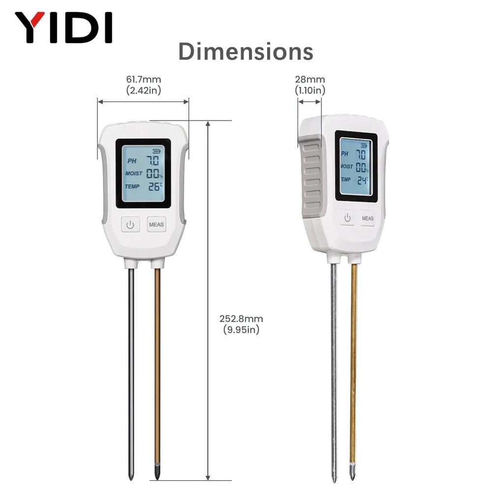 3in1 Soil Tester LCD Screen Detector PH Thermometer Temperature Moisture Meter For Plants Gardening Flower Potted Plantation