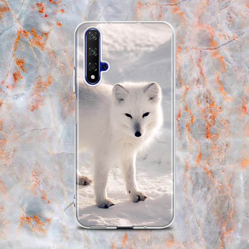 Roztomilý silikonový kryt na telefon polární liška pro Honor 20 20S 20E 8 8A Prime 8X MAX 8C 8S 7A 7C 7S Pro