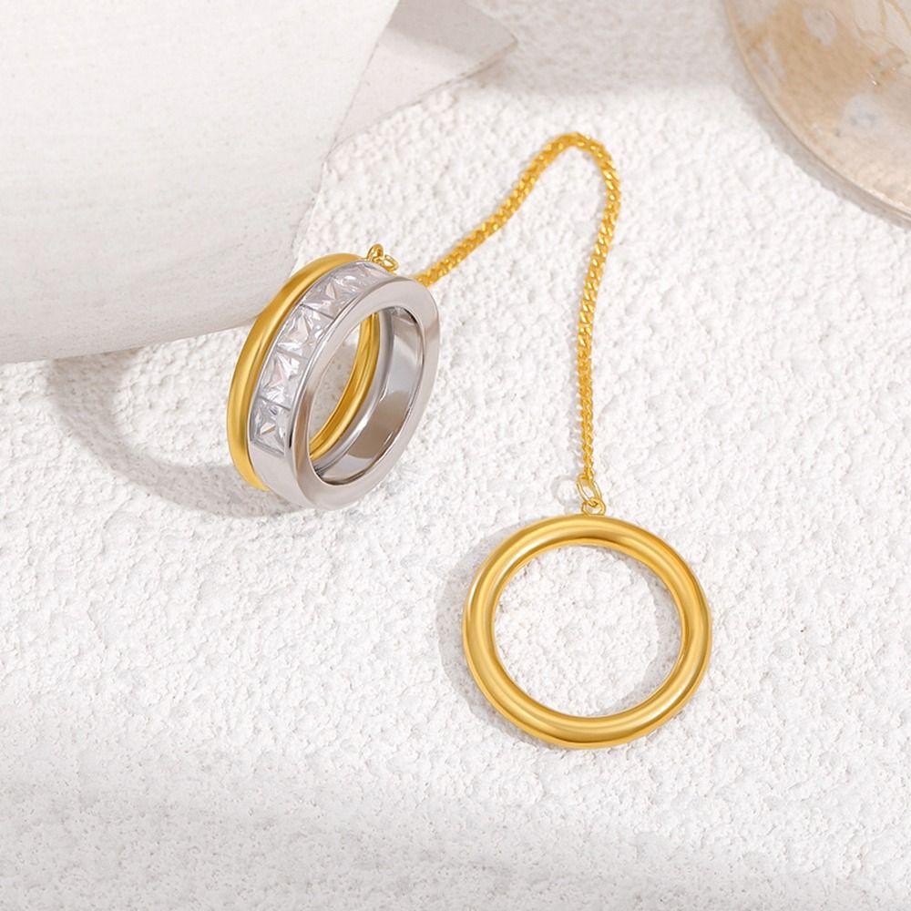 18K Gold Silver Stackable Finger Ring Zircon Hip Hop Jewelry Hand Accessories  for Party Daily Wear