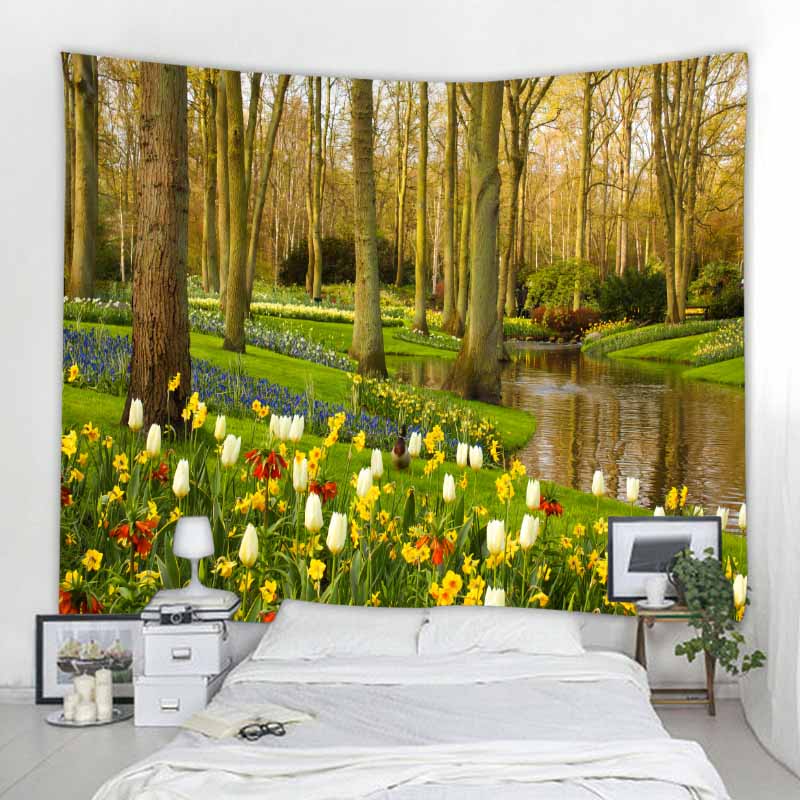 Natural Wall Tapestry Mandala Garden Landscape Bohemian Room Decoration Psychedelic Tapiz Hippie Bedroom Cloth Carpet 8 Sizes