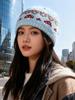 New Women Men Knitted Beanie Floral Hats Winter Vintage Fashion Commute Headwear Warm Soft Cozy Cold Weather Knit Cap Casual