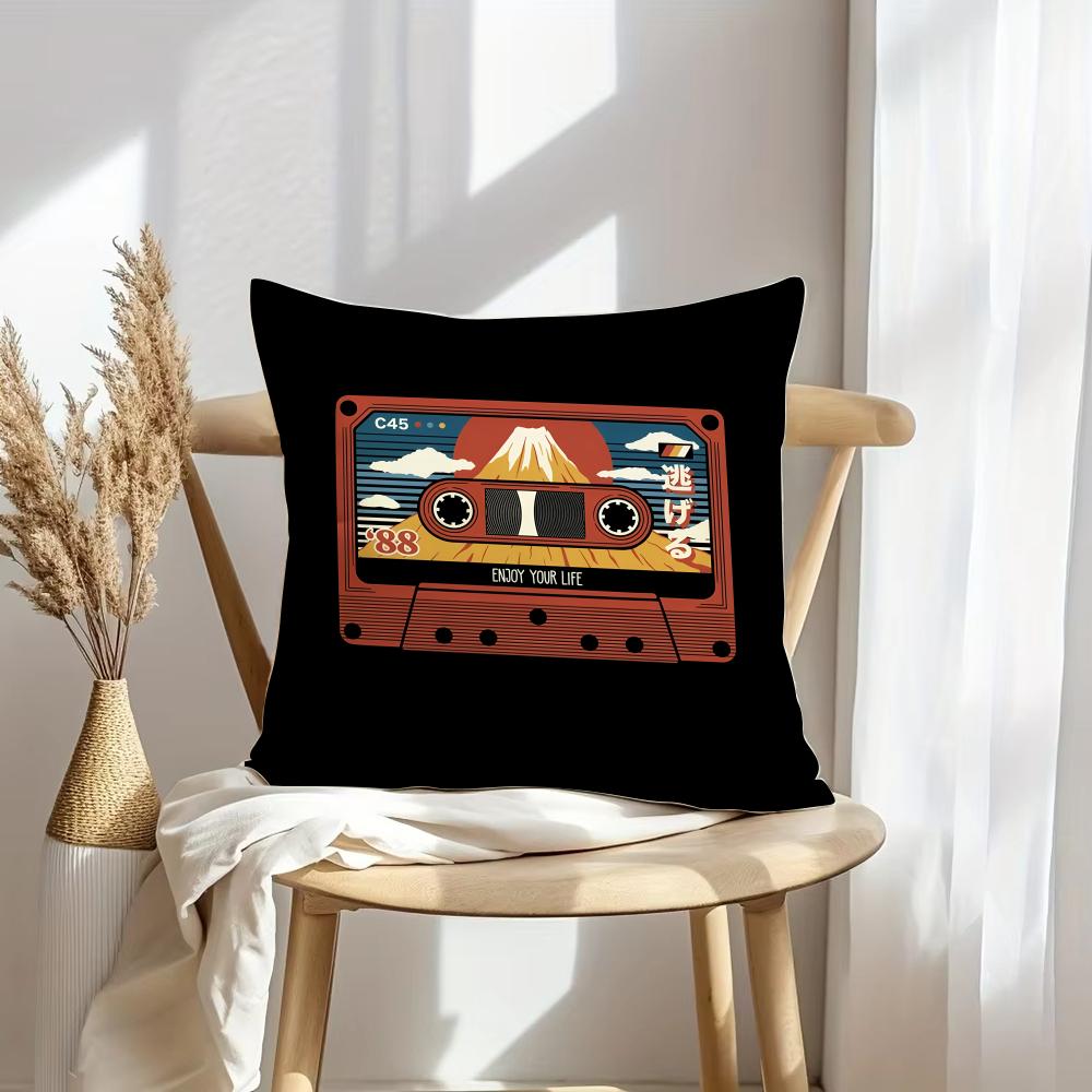 Retro Cassette Tape Cushion Cover Soft Plush Throw Pillow Cover  DoubleSided Decorative Cushion Case  Sofa Bedroom Home Decor