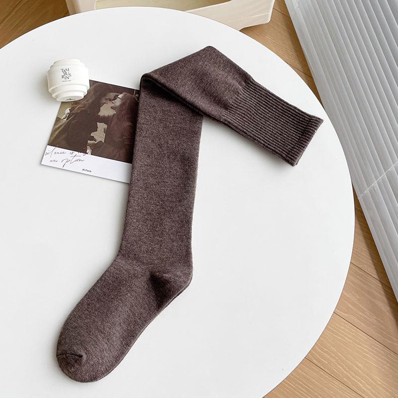 Knee Socks Children Autumn And Winter Thickened High Tube Wool Warm Knee Socks Solid Color Versatile High Waist Non-Slip Stockings