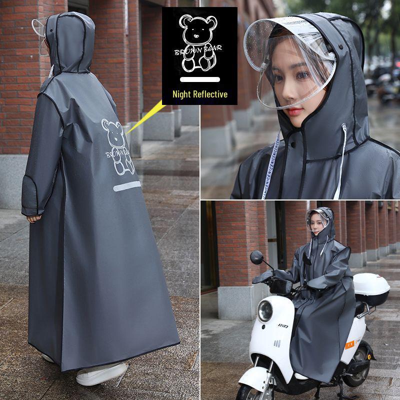 Unisex Full-Body Raincoat for Electric Vehicles with Transparent Brim