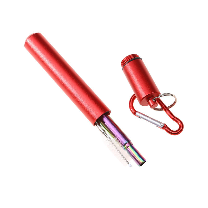 Reusable Telescopic Straw 304 Stainless Steel Metal Straw With Cleaning Brush Portable Drinking Straw Set For Travel With Case