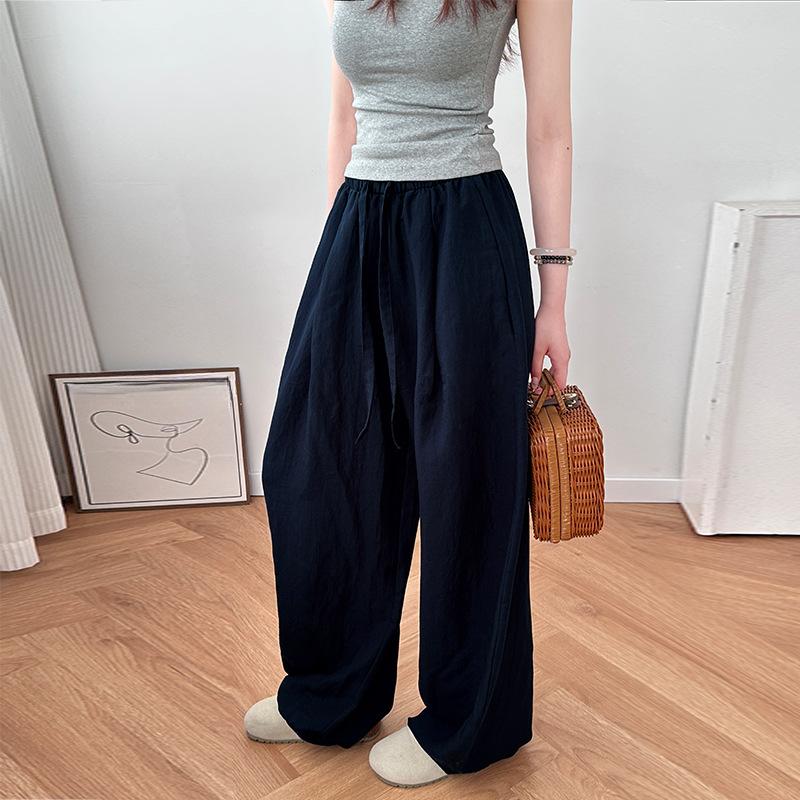 Cotton and Linen Pants Pink Pants for Women New Style Drooping Thin Cool Pants Air Pants Linen Wide-leg Pants