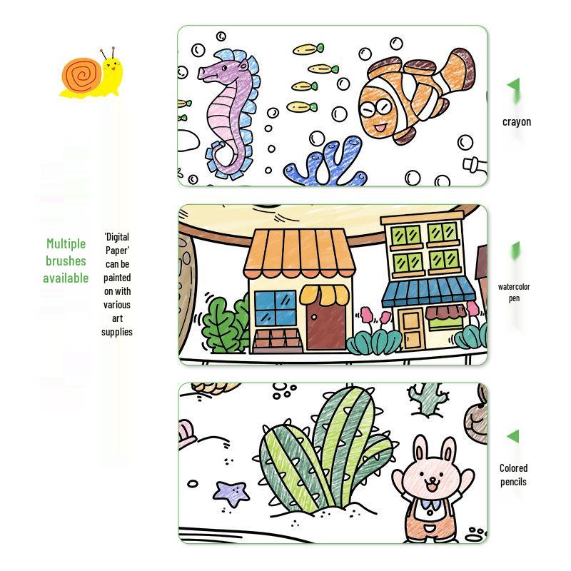 Children's Long Doodle Coloring Roll - Stick-on, No-Mess Wall Canvas for Drawing and Painting