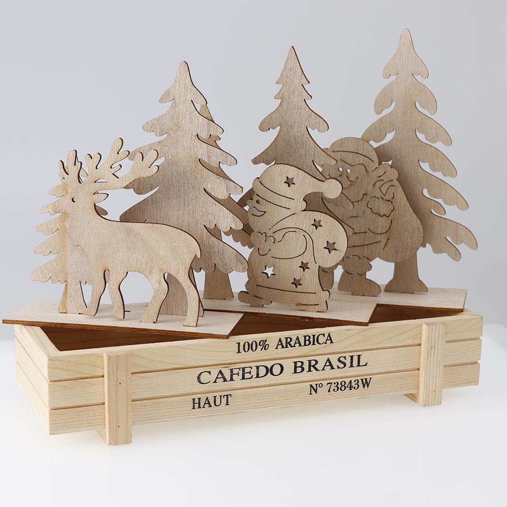 1Pc Wooden 3D DIY Assemble Craft Ornaments Decorations Christmas Reindeer Santa Claus,for Christmas Party Home Desk Decor