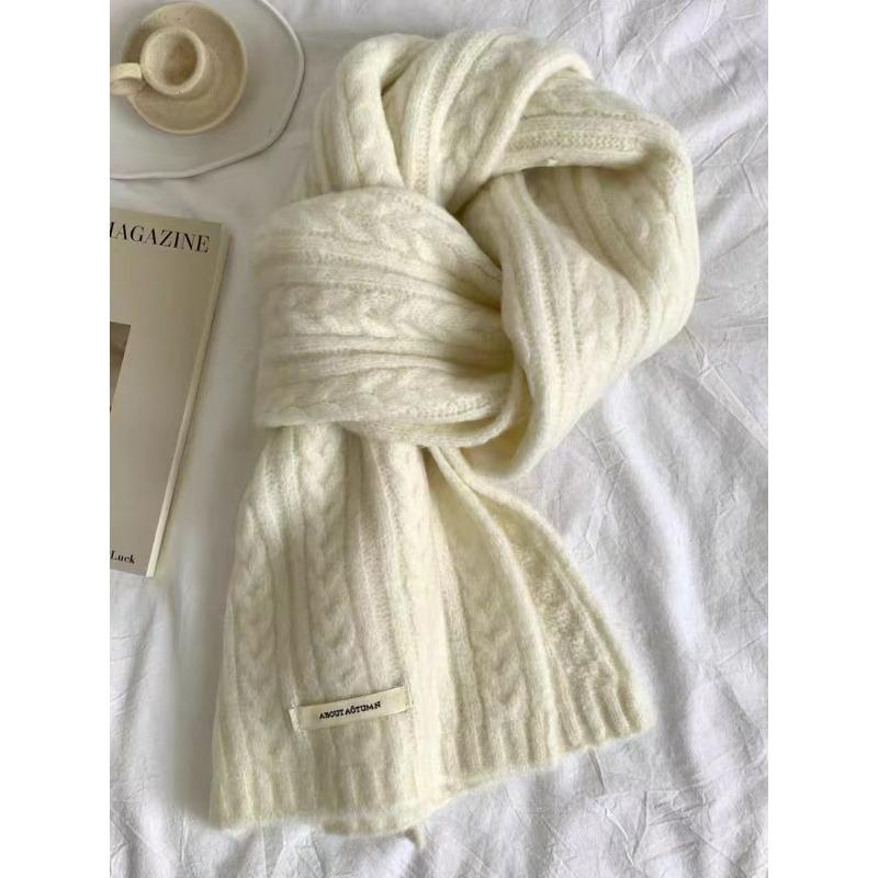 Wool Blended Knitted Scarf for Women In Winter Korean Style Soft and Waxy Fashionable Versatile Warm Student Couple Autumn and Winter Scarf for Men