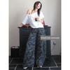 Loose Pants Women's Summer American Retro Small Sexy Camouflage Print High Waist Straight-leg Loose Casual Sickle Pants
