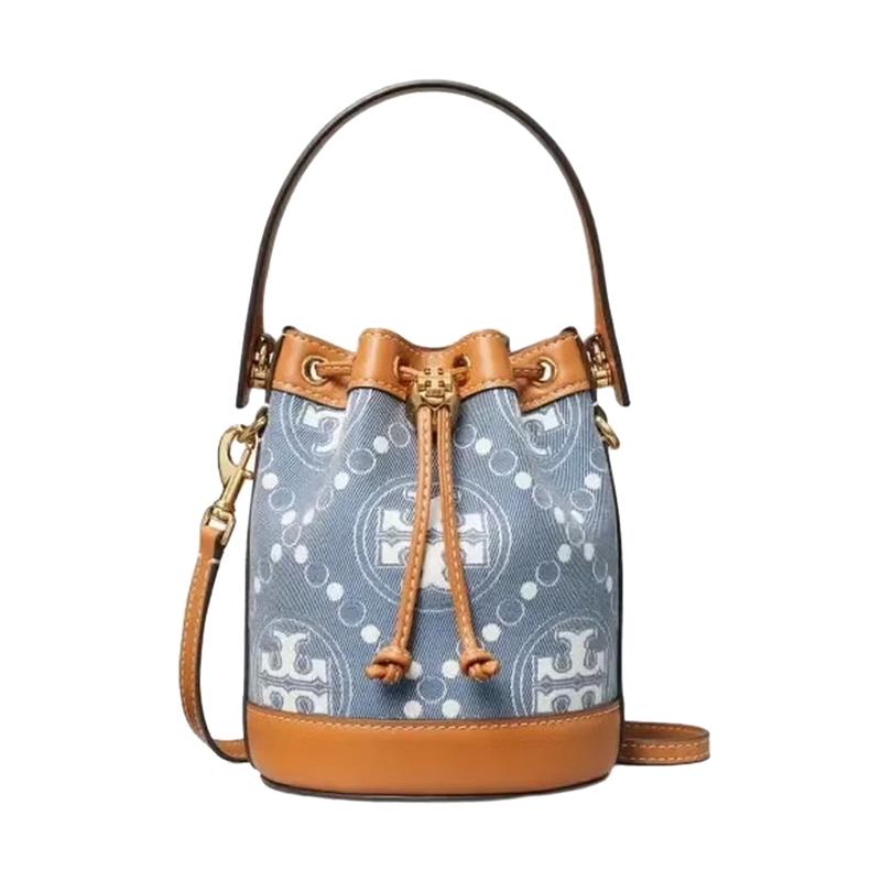 Tory Burch T Monogram Denim Bucket Crossbody Bag