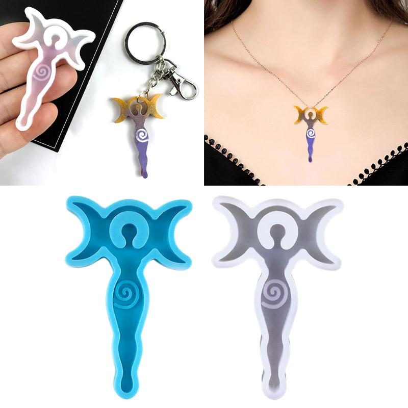 Epoxy Resin Molds Polymer Clay Molds for Handmade DIY Goddess Moon Mould for DIY Necklace Pendant Ornament Keychain