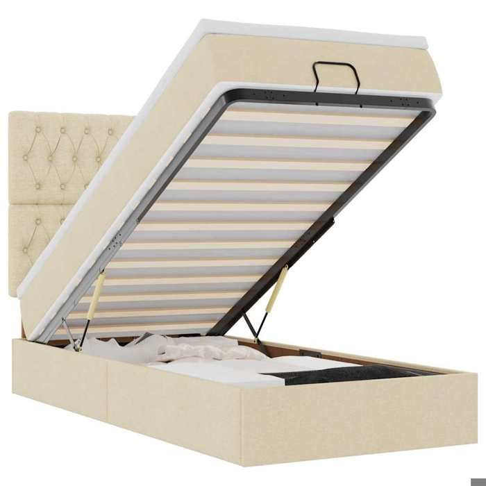 VidaXL Lit ottoman avec matelas crème 100x200 cm tissu 3313221