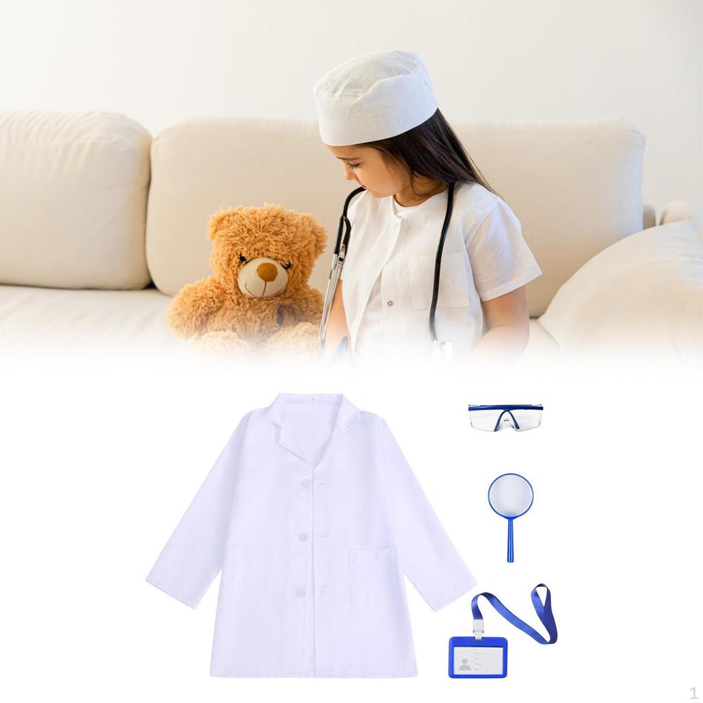 Children's Lab Coat for Role Play, Doctor Costume Kids, Long Sleeve Outfit Dress Up
