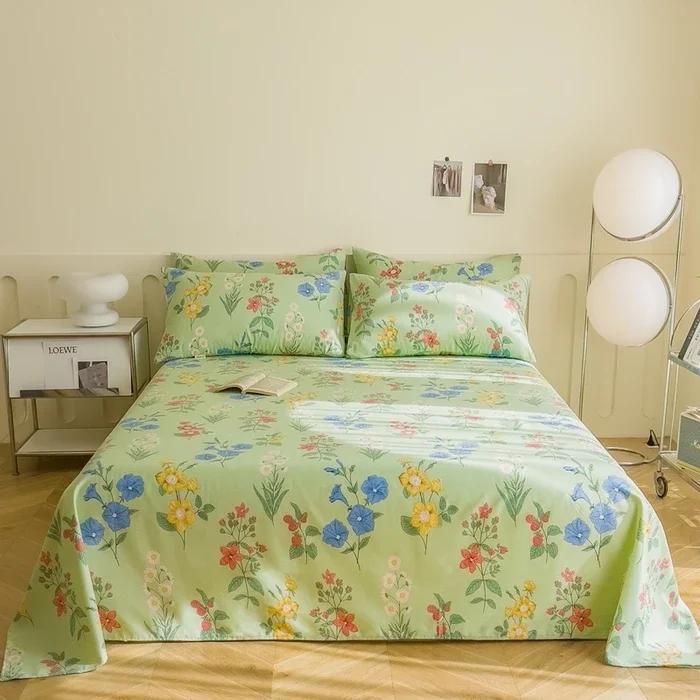 Creative Ethnic Flower Bed Sheet Set 3Pcs Cotton Thickened Bed Sheets Pillowcases Luxury Nordic Queen King Size Bedding Set
