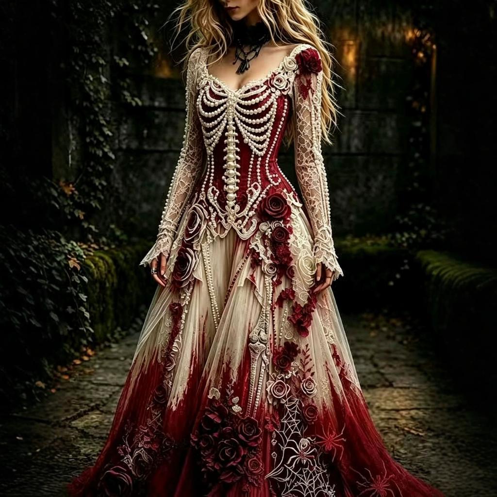 Hot Sale Craft V-Neck Sweet Ladies Halloween Dress Ladies Dress