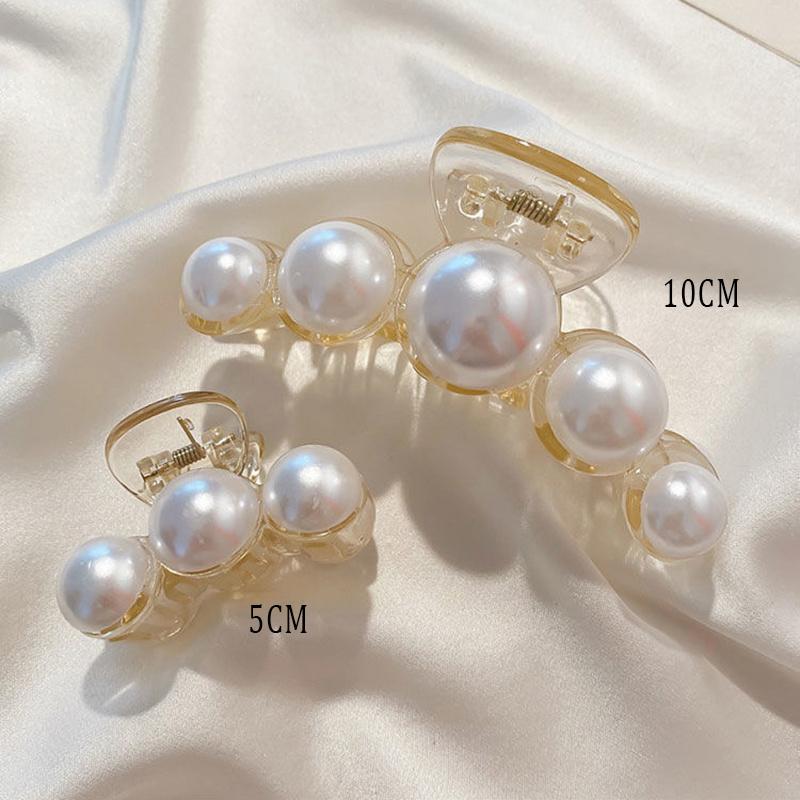Vintage Pearl Clips Set Large Claw Korean Ponytail Big Barrettes Jaw Hairpins For Women Hair Accessories Hairgrip Gift