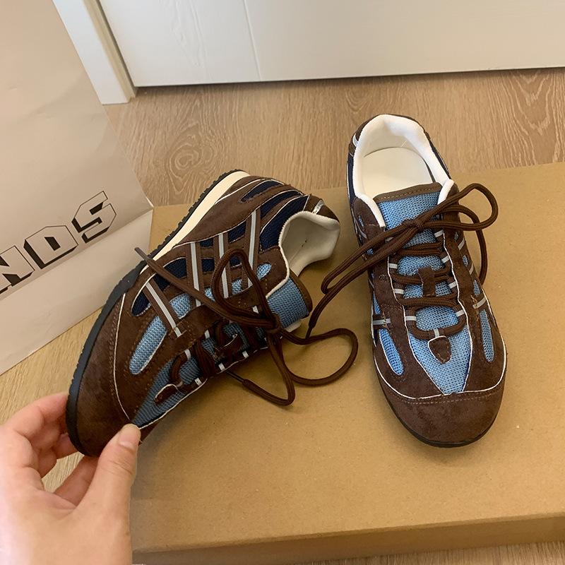 Retro Contrasting Color Splicing Inner Height Increase German Training Shoes Women's 2025 New Mesh Breathable Comfortable Versatile Casual Forres