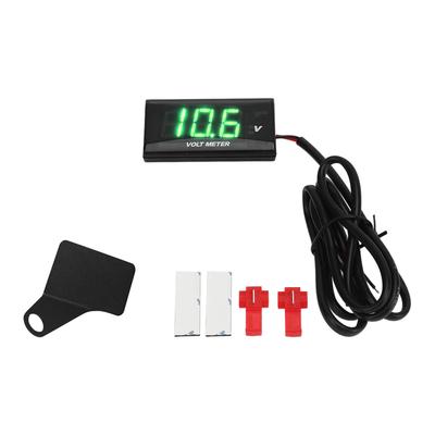 Univerzální LCD motocyklový voltmetr Ultratenký vodotěsný voltmetr s levým držákem DC12V Zelený