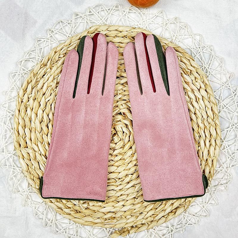 Deerskin Fleece Gloves Women'S Outdoor Cycling Student Warm Gloves Windproof Gloves