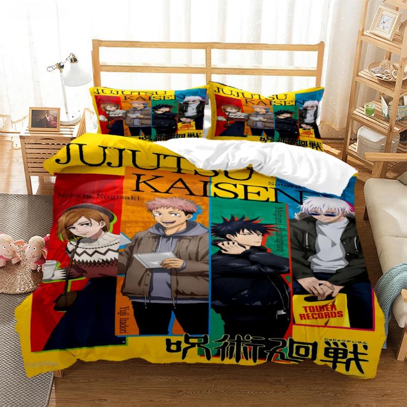 Jujutsu Kaisen Bedding Set Quilt Cover Pillowcase Anime Figure Satoru Gojo Bed Bedroom Duvet Cover Decor Beddings Suit Kids Gift