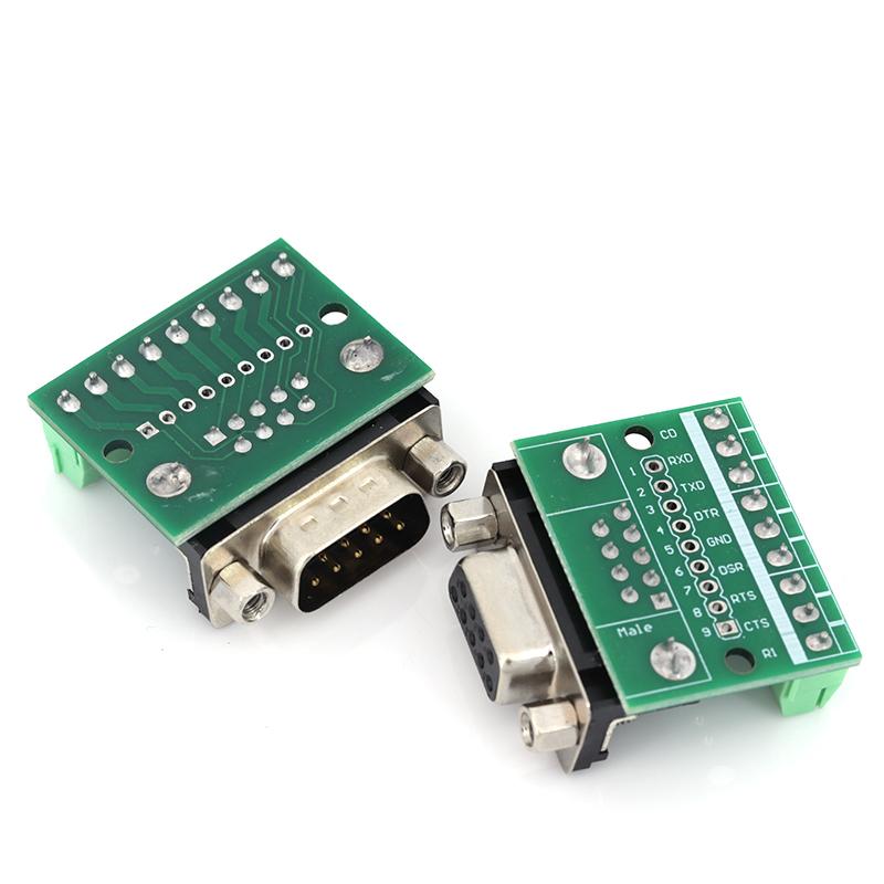 Stlxy DB9 Male Female Adapter Signals Terminal Module RS232 RS485 Serial To Terminal 9-Pin 9-Hole Connector