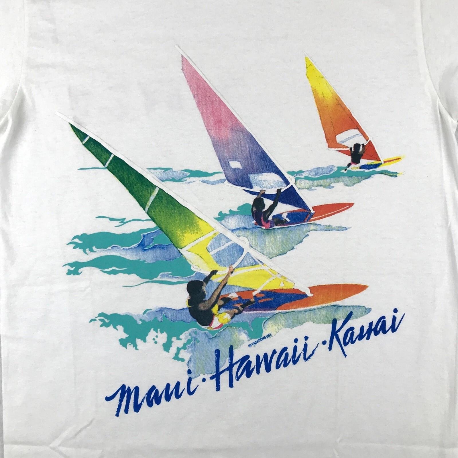 

NWT vintage 80s MAUI HAWAII KAUAI WIND SURF T-Shirt M single stitch rainbow NOS M