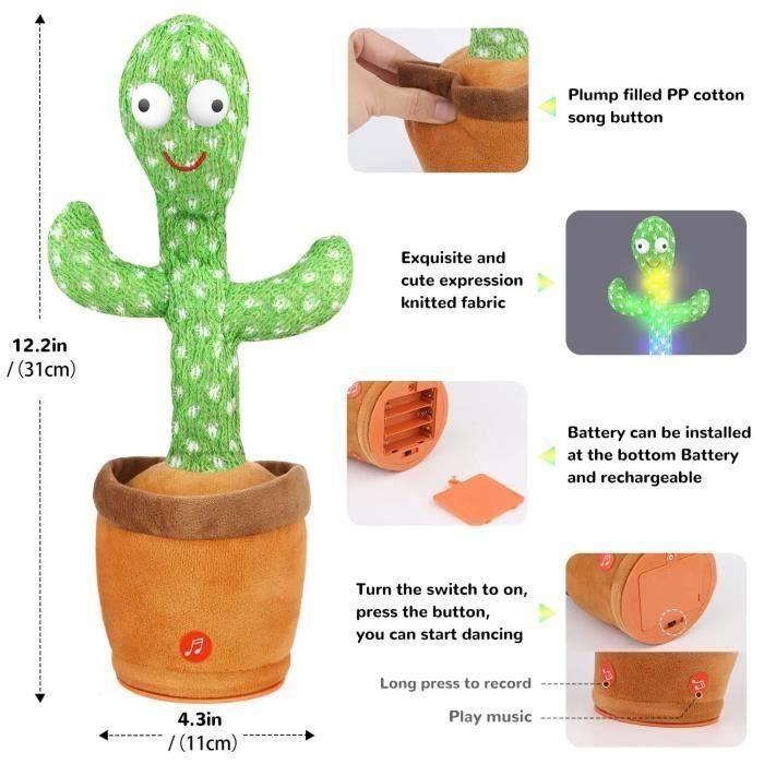 Plush Toy - Dancing Cactus - 120 Songs - 15s Recording - Unisex