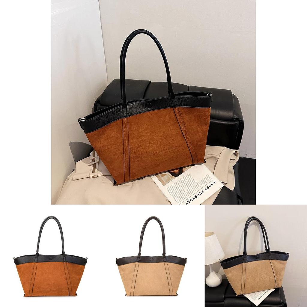 Chic Suede Bag For Women With Double Shoulder Straps And Magnetic Closure For Casual Office Use