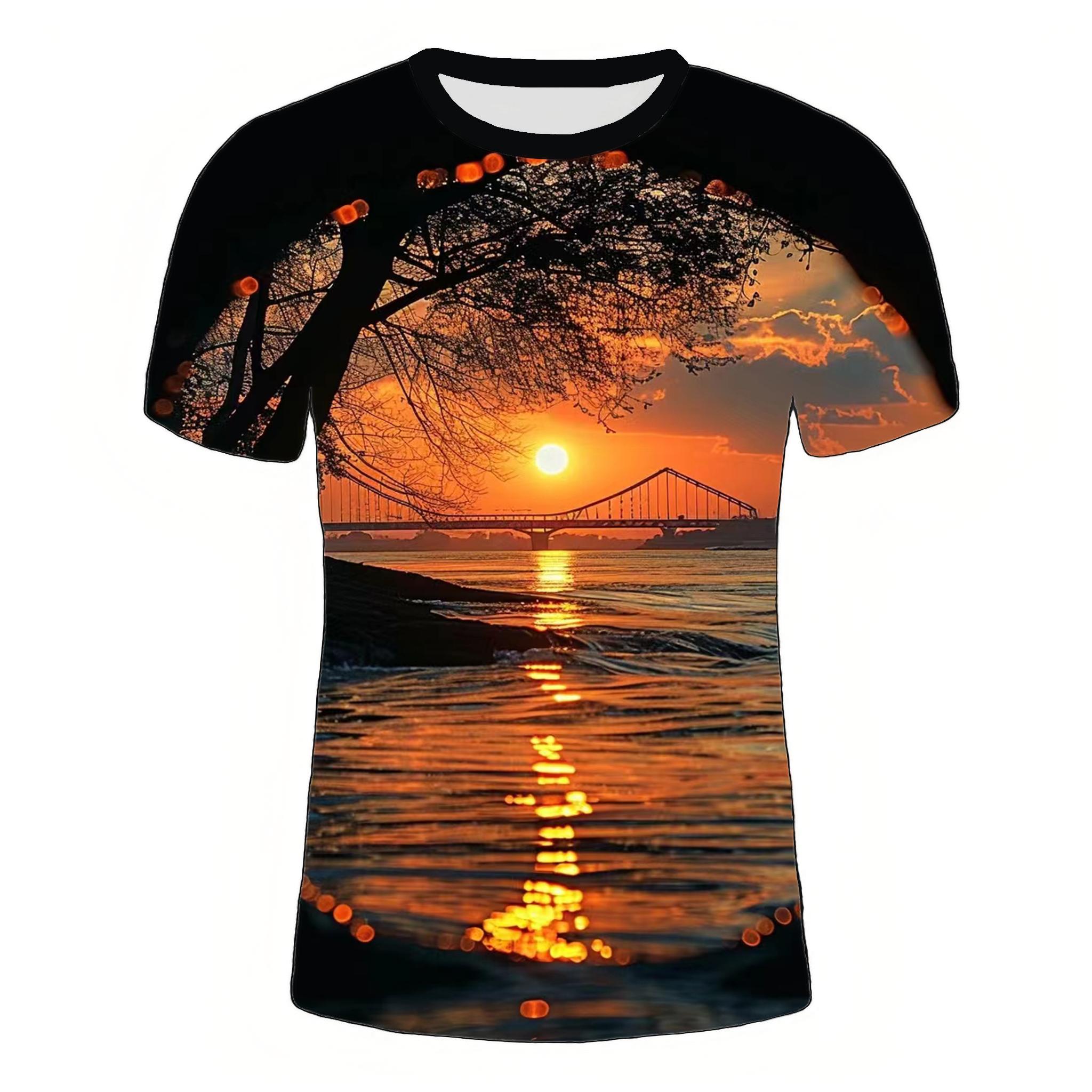 

Men s outdoor casual breathable short sleeve 3D digital printed carriage pattern top men s sports new design T-shirt 6XL