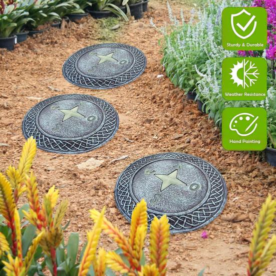 Garden Stepping Stone Glow-in-The-Dark Butterfly Insect Resin Garden Stone Moon Sun Star Stepping Stone for Patio Lawn