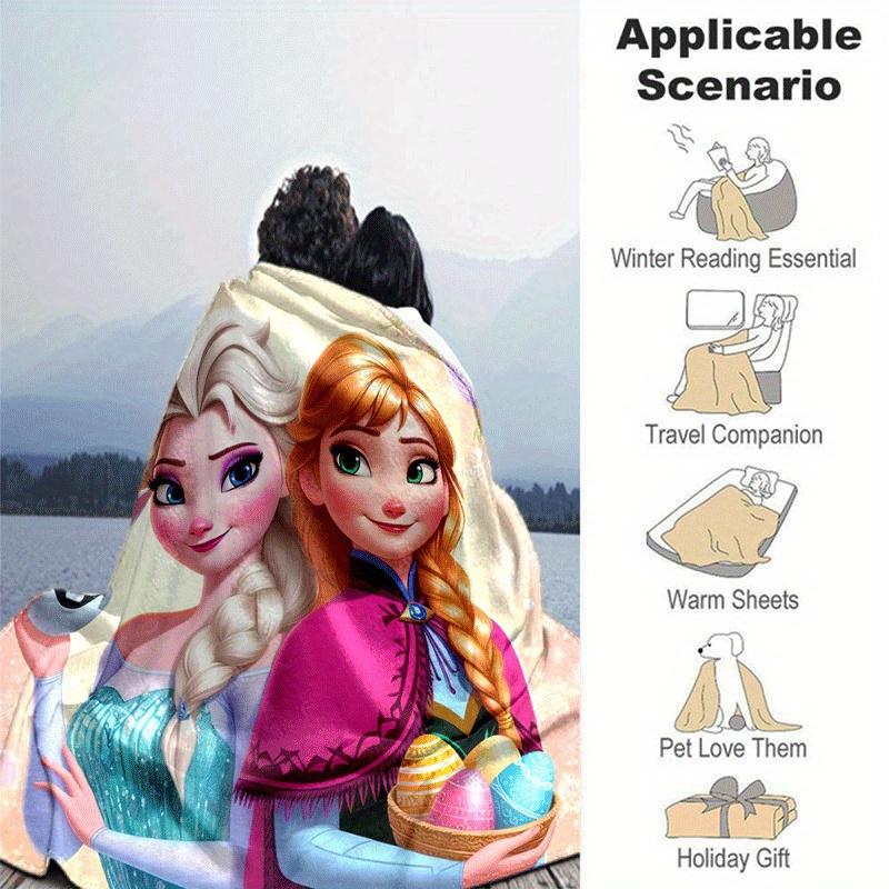 1pc Frozen Printing Blanket - Soft, All-Season Throw for Living Room, Bedroom,Personalized Gift with Adorable Cartoon Design
