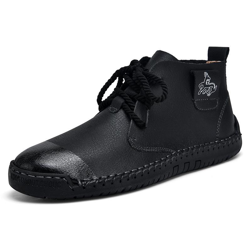 

Мужская обувь 2025 новая осень большой размер уличная ретро британский стиль нескользящая и износостойкая спортивная низкая повседневная кожаная обувь 48 чёрный